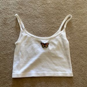 brandy Melville embroidered butterfly top